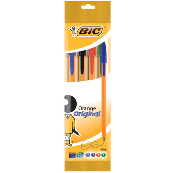 BIC Esferográfica Orange, Ponta Fina, Corpo Laranja, Várias Cores de Tinta: Preto, Azul, Verde e Vermelho