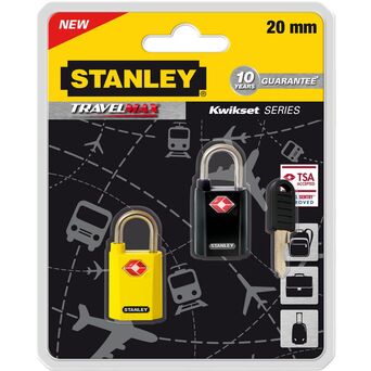 STANLEY Cadeado com Chave S742-064, 20 mm, Amarelo e Preto