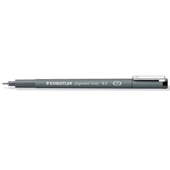 STAEDTLER Caneta de Traço Fino, Delineador de Pigmento, Ponta Superfina, Corpo Cinzento, Tinta Preta