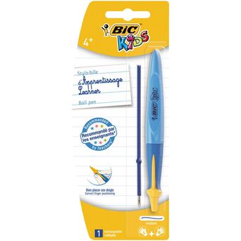 BIC Esferográfica Kids Aprendizagem, 1 mm, Ponta Média, Corpo Azul, Tinta Azul