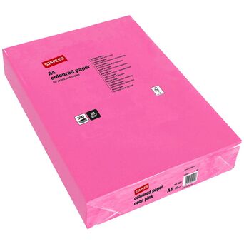 Staples Papel Colorido, Burgo, Fotocopiadoras e Impressoras a Laser e a Jato de Tinta, A4, 80 g/m², Rosa