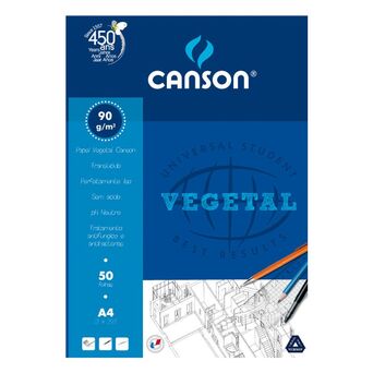 CANSON Bloco Papel Vegetal A3, 90 g/m², 50 Folhas, Translúcido