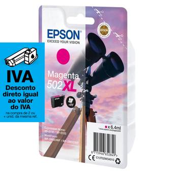 Epson Tinteiro de Alta Capacidade 502XL, Magenta, C13T02W34020