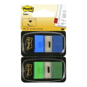 Post-it Separadores de índice médios com dispensadores, 25,4 x 43,2 mm, azul e verde, Embalagens duplas 2 x 50, 680-GB2EU