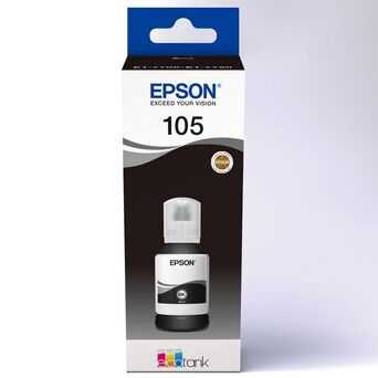 Epson Garrafa de Tinta Compatível com EcoTank, 105, Preto, Embalagem Individual, C13T00Q140