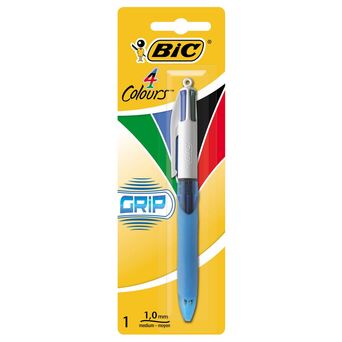 BIC Esferográfica Retrátil 4 Colours™ Grip, Ponta Média de 1 mm, Tinta de 4 Cores: Preto, Vermelho, Azul e Verde