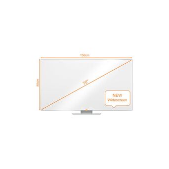 NOBO Quadro Branco de Montagem na Parede em Formato de Ecrã Panorâmico, Nano Clean™, Superfície Magnética de Aço, 1561 x 883 mm