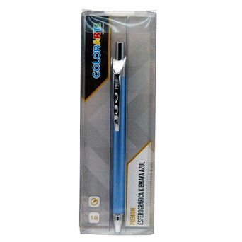 COLORARTE Esferográfica Premium Kiemaya, Ponta Média de 1 mm, Corpo Azul, Tinta Azul
