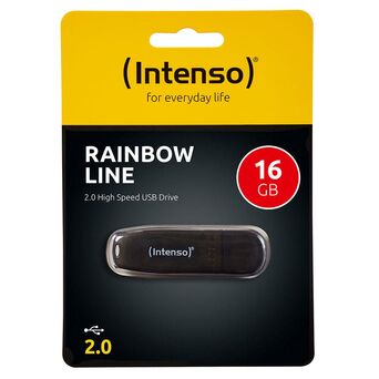 (Intenso) Disco USB Rainbow Line, USB 2.0, 16 GB, Preto