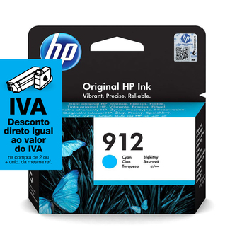 HP Tinteiro Original 912, Azul Ciano, Embalagem Individual, 3YL77AE