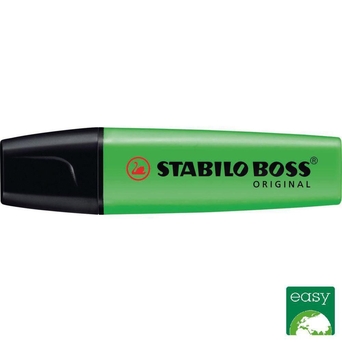 STABILO Marcador Boss Original Plano, Ponta Biselada 5 mm, Tecnologia de tinta líquida, Verde Florescente