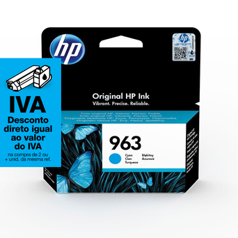 HP Tinteiro Original 963, Azul Ciano, Embalagem Individual, 3JA23AE