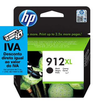 HP Tinteiro Original 912XL, Preto, Embalagem Individual, Alto Rendimento, 3YL84AE
