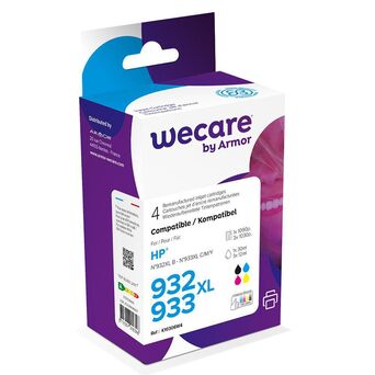 Wecare Tinteiro refabricado, compatível com HP 932XL B, 933XL C, 933XL M, 933XL Y, C2P42AE, preto, cyan, magenta, amarelo multipack