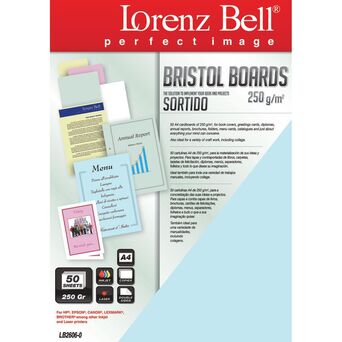 LORENZ BELL Cartolina A4, 210 x 297 mm, 250 g/m², Cores Sortidas, 50 Unidades