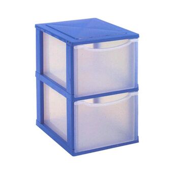 CLI Caixa Multibox com 2 Gavetas, Azul e Transparente