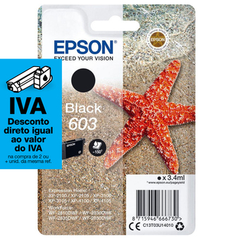 Epson Tinteiro Original 603, Preto, Embalagem Individual, C13T03U14020