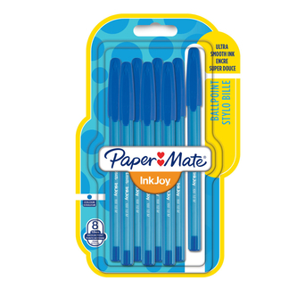 PAPER MATE Esferográficas InkJoy 100, Ponta Média de 1 mm, Corpo Azul Transparente, Tinta Azul