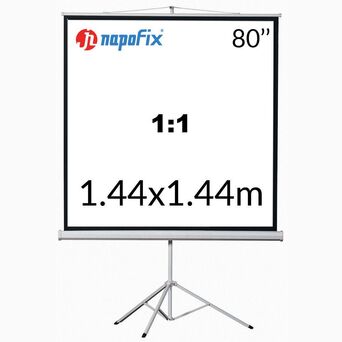 NAPOFIX Tela de Projeção com Tripé T11-1530, 1500 x 1500 mm