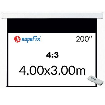 NAPOFIX Tela de Projeção Elétrica E43-4080, 4000 x 3000 mm