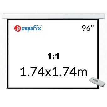 NAPOFIX Tela de Projeção Elétrica E11-1800, 1800 x 1800 mm