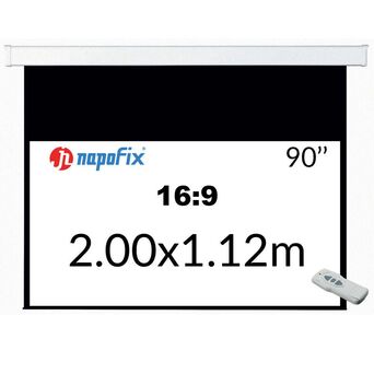 NAPOFIX Tela de Projeção Elétrica E169-2080, 2000 x 1120 mm