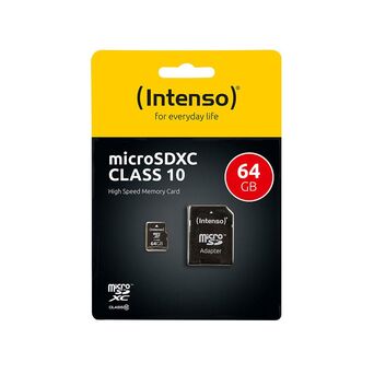 (Intenso) Cartão de Memória MicroSD™, 64 GB, até 40 Mb/s, Class 10, com Adaptador SD