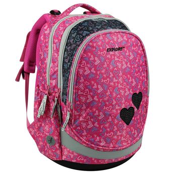 EXPLORE Mochila Ergonómica Corações, Rosa