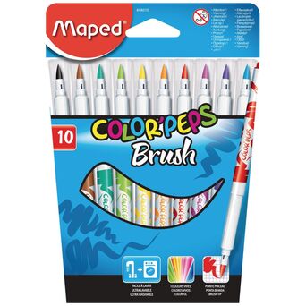 Maped Caneta de Feltro Color'Peps Brush, Ponta Média de 2,8 mm, Cores Sortidas