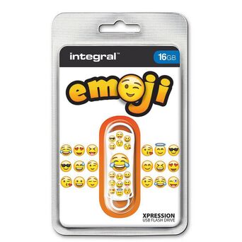 INTEGRAL MEMORY Disco USB 2.0 Xpression Drive – Emoji, 16 GB, Branco