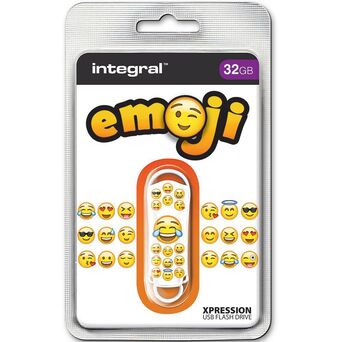 INTEGRAL MEMORY Disco USB 2.0 Xpression Drive – Emoji, 32 GB, Branco
