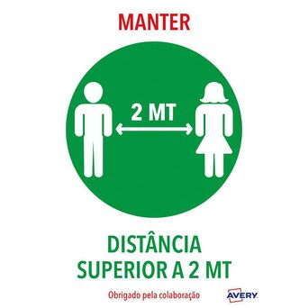 AVERY Etiqueta Adesiva Distância de Segurança ‘Manter Distância Superior a 2m’, A4