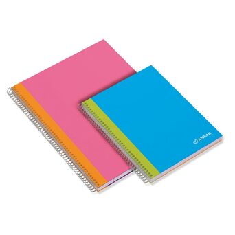 AMBAR Caderno Espiral School, A4,120 Folhas, Pautado, Várias Cores