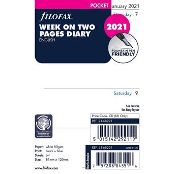 Filofax Recarga Organizador Pocket - English, 81 x 120 mm, 64 Páginas