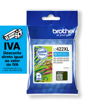 brother Tinteiro Original LC-422XL, Azul, Alto Rendimento, Embalagem Individual, LC422XLC