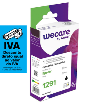 Wecare Tinteiro refabricado, compatível com EPSON T1291, T1291, preto embalagem Única