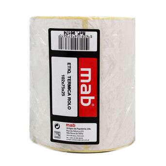 MAB Rolo de Etiquetas Térmicas, 102 x 75 x 25 mm, Branco, 500 Etiquetas