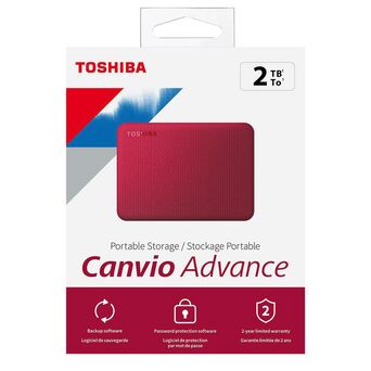 TOSHIBA Disco Rígido Externo Canvio® Advance, 2,5”, 2 TB, USB 3.2 Gen 1., Vermelho