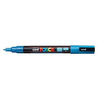 POSCA Marcador PC-3ML, Ponta Redonda Fina 0,9 a 1,3 mm, Tecnologia de Tinta Líquida, Azul Claro Glitter
