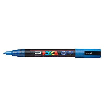 POSCA Marcador PC-3ML, Ponta Redonda Fina 0,9 a 1,3 mm, Tecnologia de Tinta Líquida, Azul Glitter