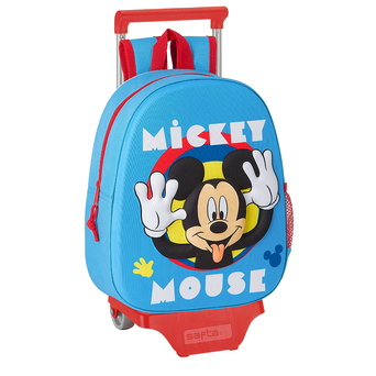 DISNEY Mochila Júnior Mini Trolley Mickey 3D, Vermelho e Azul