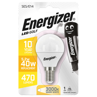 Energizer Lâmpada LED Golf, E14, 470 Lúmenes, 3000 K, Luz Branca Quente