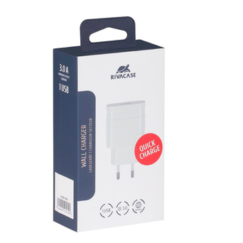 RIVACASE Carregador de Parede 3.0A, Universal, Branco