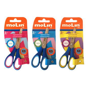 MOLIN Tesoura Escolar M8, 13 cm, Cabo de Cores Sortidas