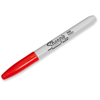 Sharpie Marcador Tinta Permanente, Ponta Redonda Fina, Tinta Vermelha
