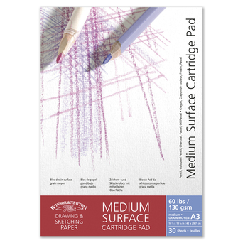 WINSOR NEWTON Bloco Desenho Colado, Grão Médio, A4, 130 g/m2, 30 Folhas