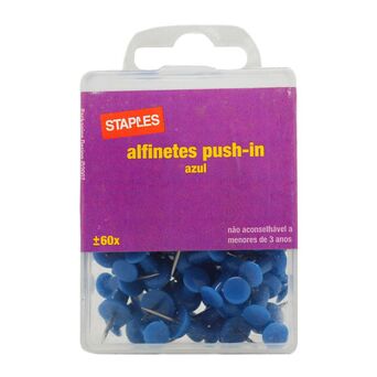 Staples Alfinetes Push-in, Azul, 60 Unidades