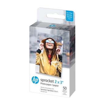 HP Papel Fotográfico para Sprocket e Sprocket 2 em 1, 5 x 7,6 cm, Pack 50 Folhas