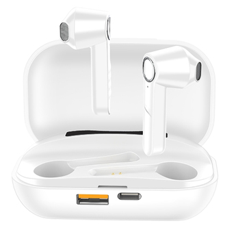 CROWN JAPAN Auriculares True Wireless ACREAUSCT14, Bluetooth, Branco com Caixa de Carregamento