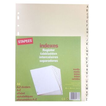 Staples Separador em Branco, Cartão, 20 Secções, A4, Cinzento